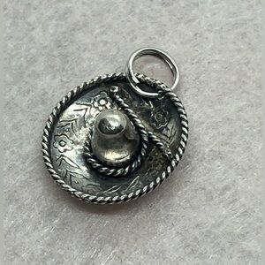 Vtg 925 Sterling Silver Mini Mexican Sombrero Charm / Pendant